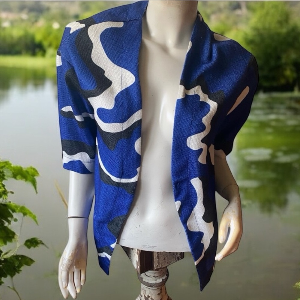 camomilla italia blue black camouflage jacket cardigan 44/M